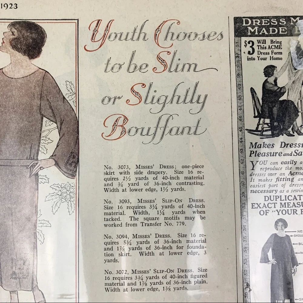LOWEST PRICE Vintage McCall's 1923 Newspaper Sewing Dress Pages - Picture 13 of 16
